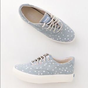 Keds Rise Denim Star Light Blue Platform Sneakers